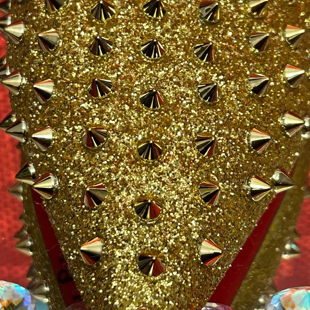Christian Louboutin Gold Studded Women's Shoes Size 44 (US Women’s 12) - Picture 7 of 15